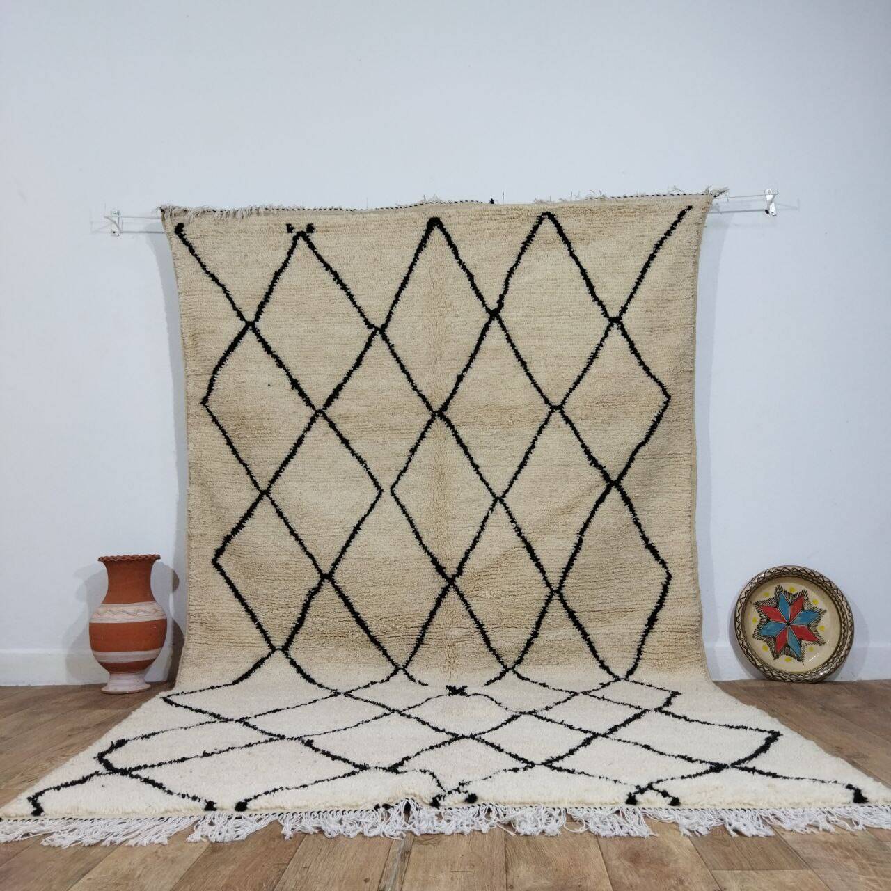 Handmade wool Berber rug 317x 184 cm