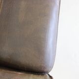 Canapé de brun leater côté poche deux places