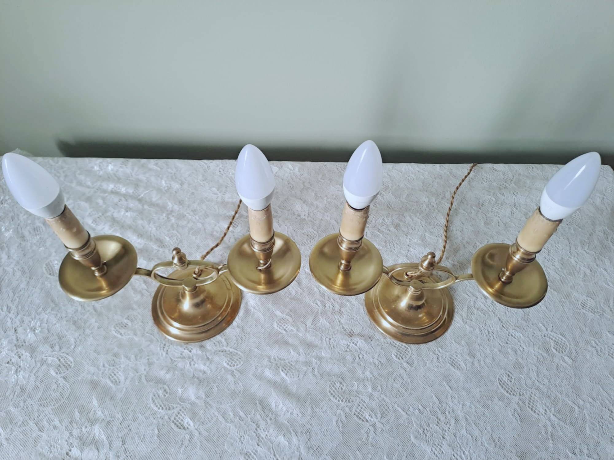 Pair of English gilt bronze "Peerage" lamps