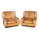 Vintage 20thc pair of italian leather lounge chairs by rossi di albizzate
