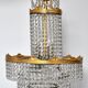3-light chandelier in gold metal and glass pendants