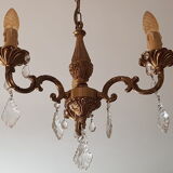 Brass chandelier 3 branches with grapevines, Louis XV style