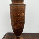 Turned and carved wooden vase, mid-20th century