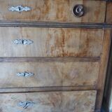 Antique chest of drawers with 4 drawers of Epoque Louis Philippe in solid walnut wood and walnut veneer - Totalme
