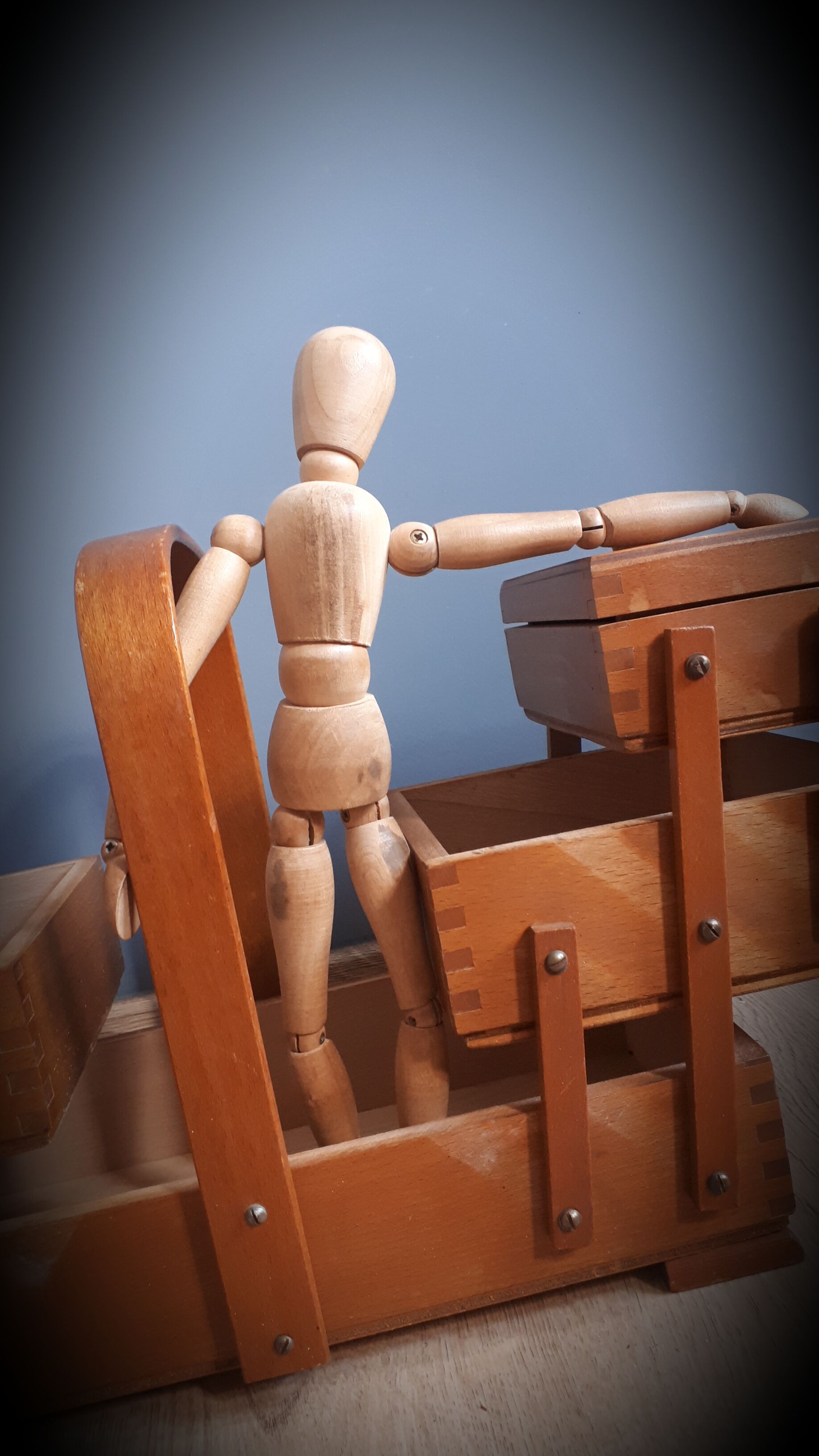 Wooden sewing basket