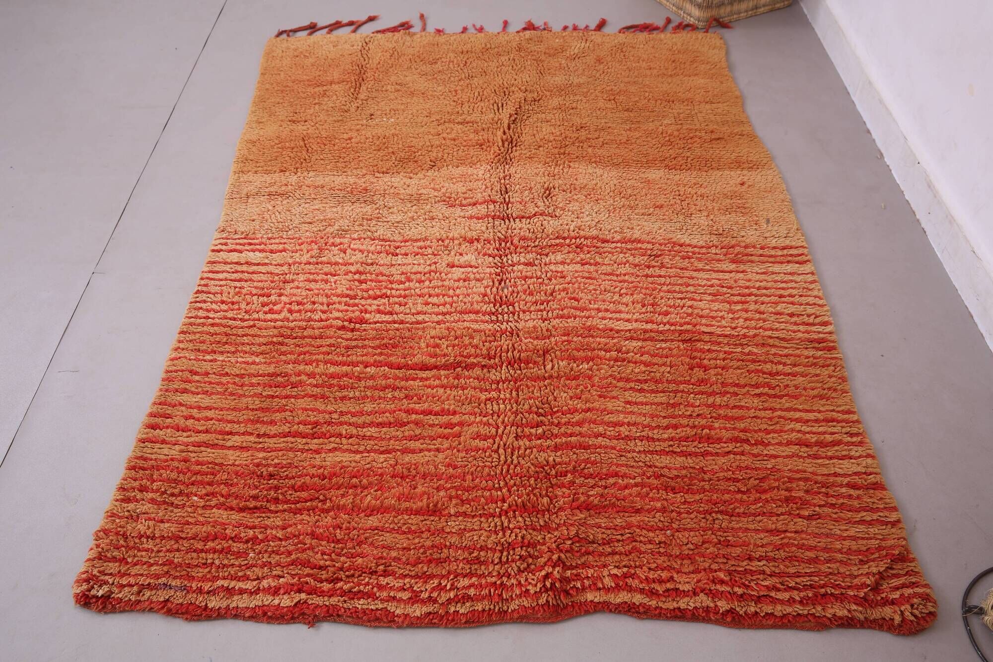 Orange Vintage Moroccan Rug 139 x 190 cm - Berber Rug - Handmade Wool Rug