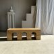 Solid monoxyl wood bench with carved 3-arch base - Natural wood color