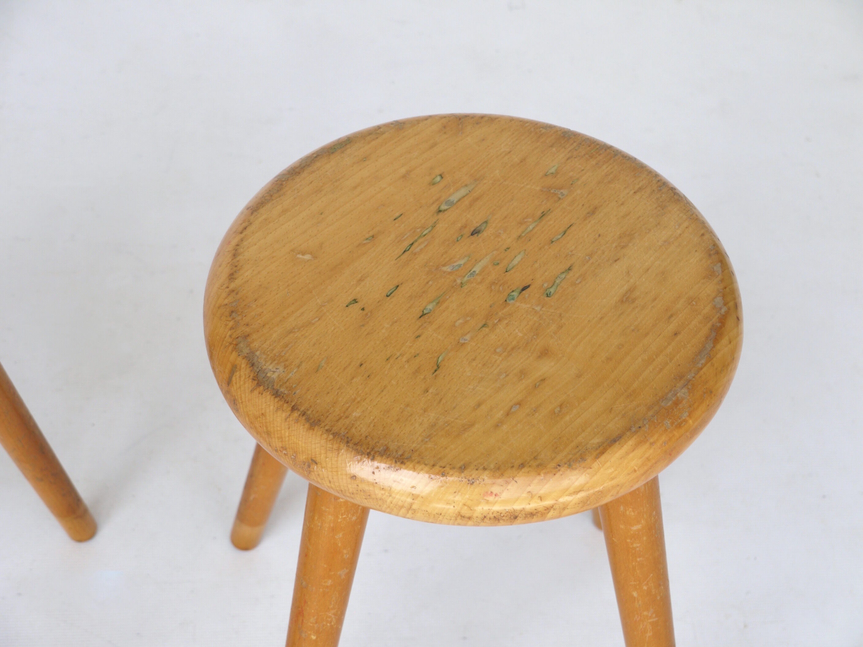 Vintage children's beech wood stools. 1950s. set of 2