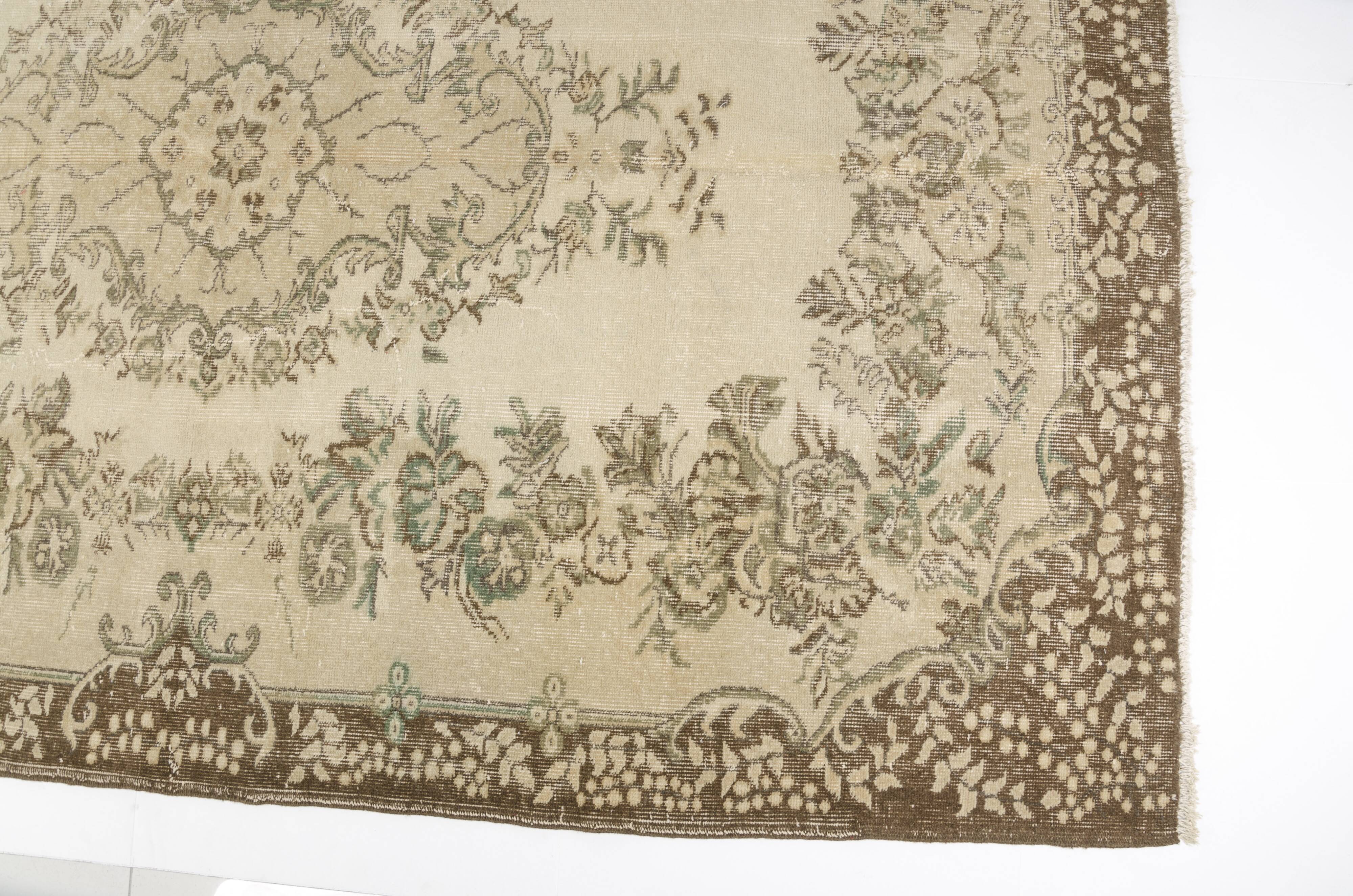 Turkish Vintage Beige Area Rug