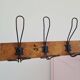 Antique wooden wall coat rack with metal hooks L200