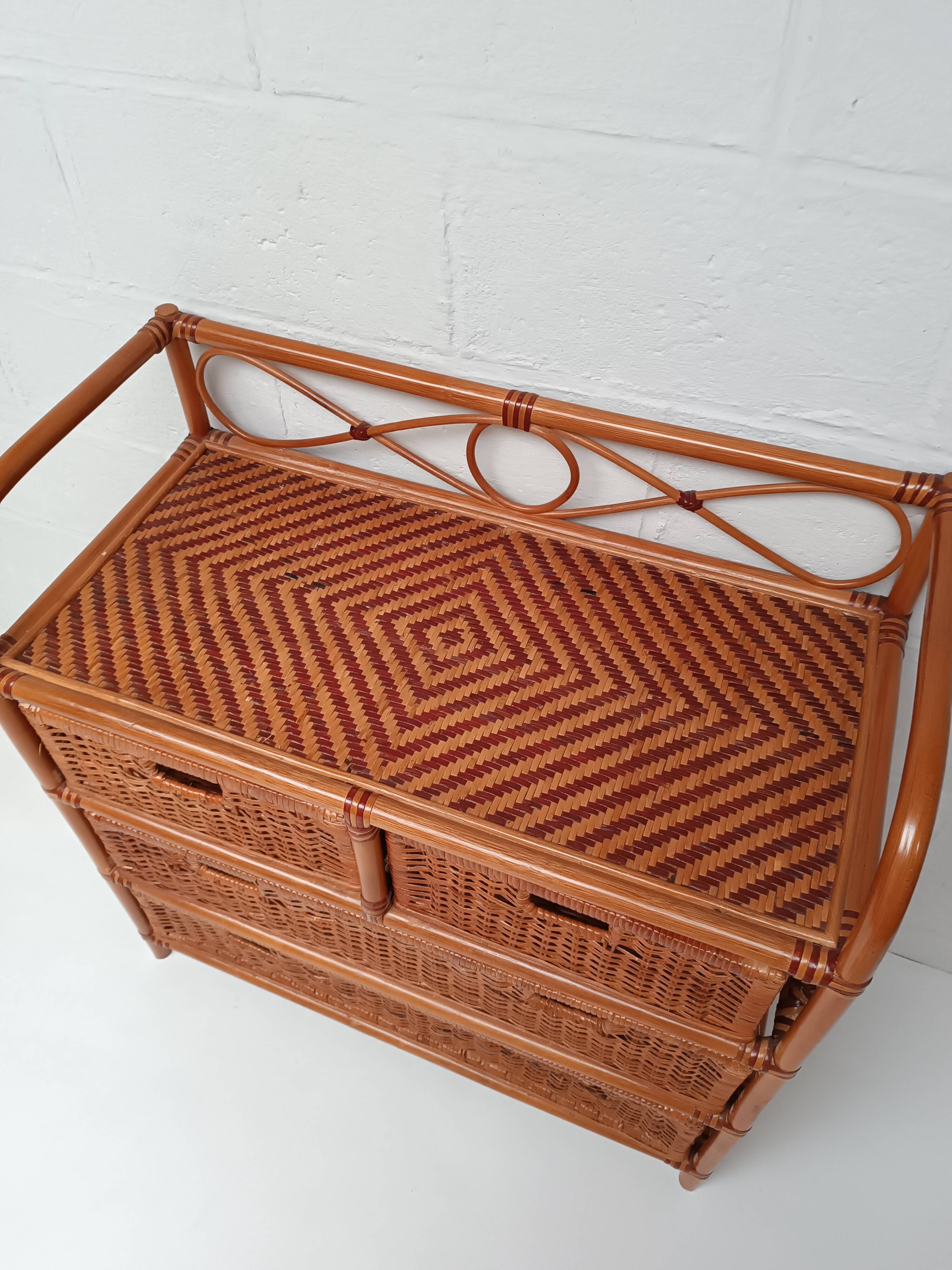 Commode rotin et bambou