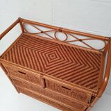 Rattan and bamboo chest of drawers