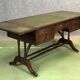 Folding desk English 50s mahogany and leather