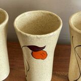 4 stoneware mazagrans with poppy decoration