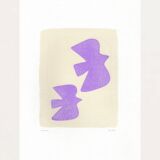 Original illustration on paper - birds - lilac - signed eawy