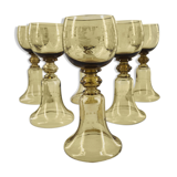 Suite of 6 bohemian crystal wine glasses