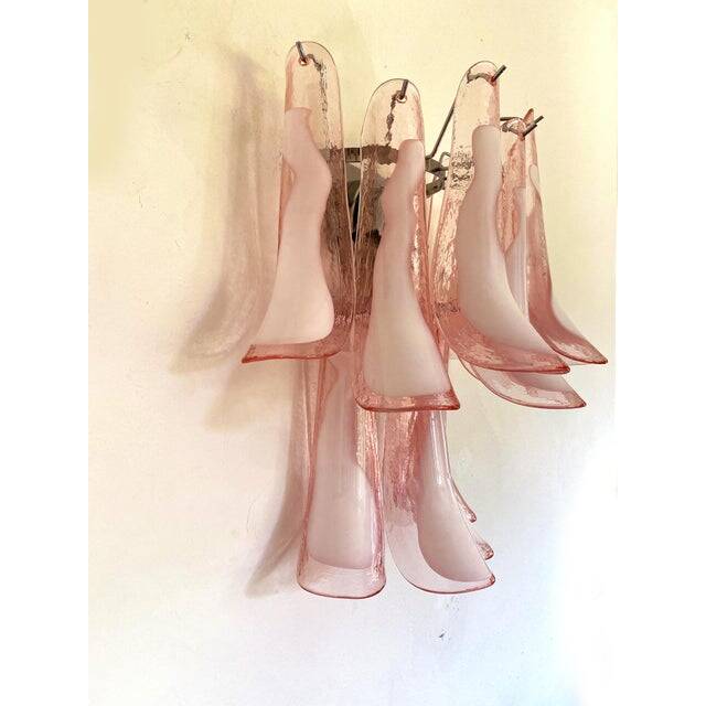 Contemporary Pink Murano Glass "Selle" Wall Sconces in Mazzega Style - A Pair