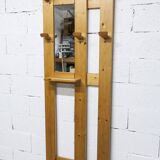 Wall-mounted coat rack, mountain style, pine, honey colour, 1970.