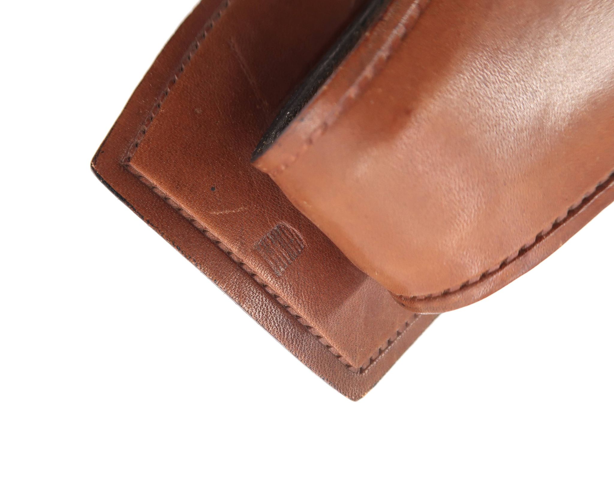 Portemanteau patère en cuir surpiqué marron  années 60