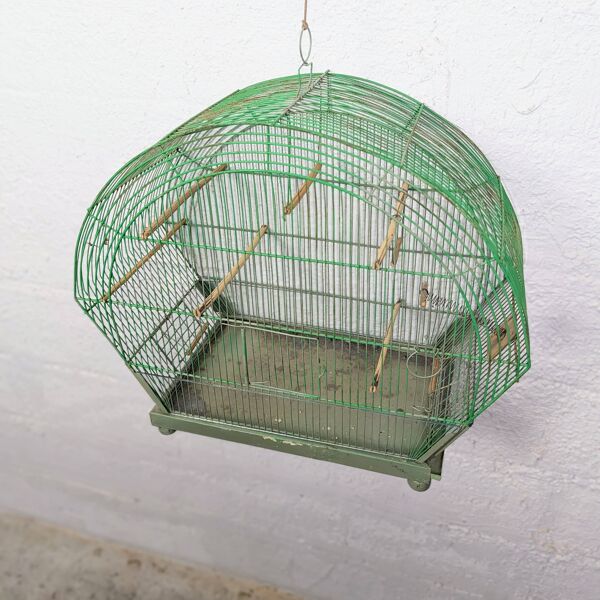 Ancienne Cage à Oiseau Verte