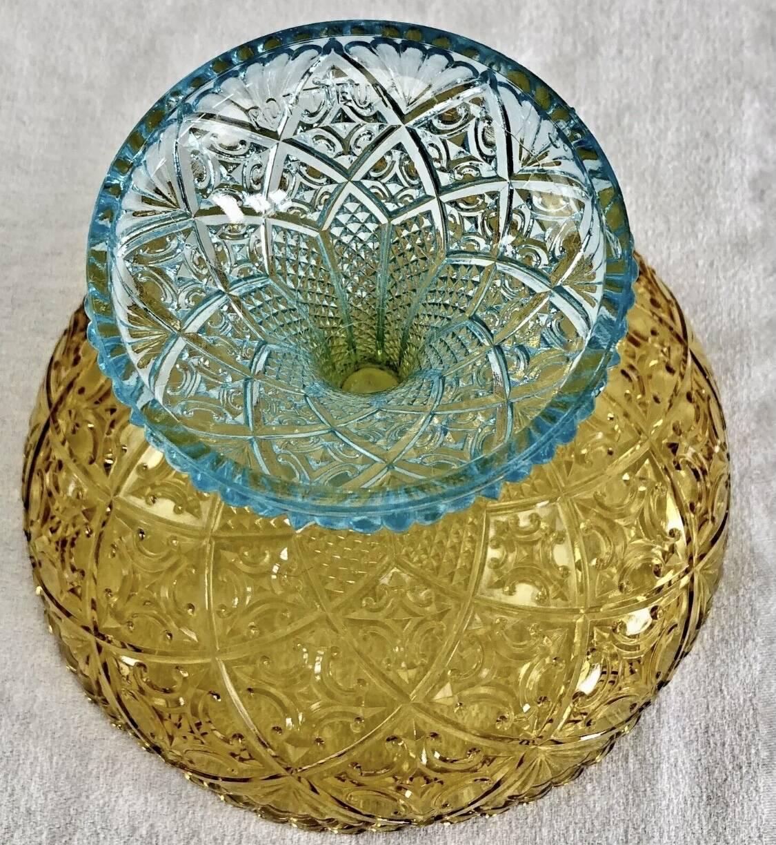 Georges Sand hollow two-tone glass compote bowl signed Portieux