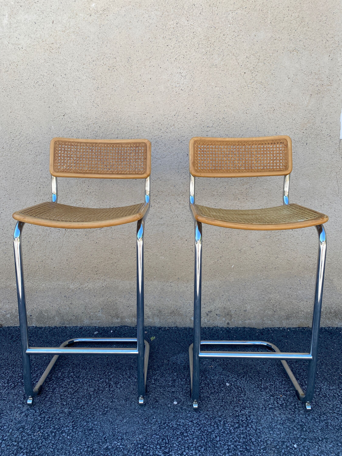 Paire de chaises de bar Cesca par Marcel Breuer Edition 1970