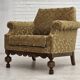 1960s, Danish armchair, furniture velour, carved oak wood.