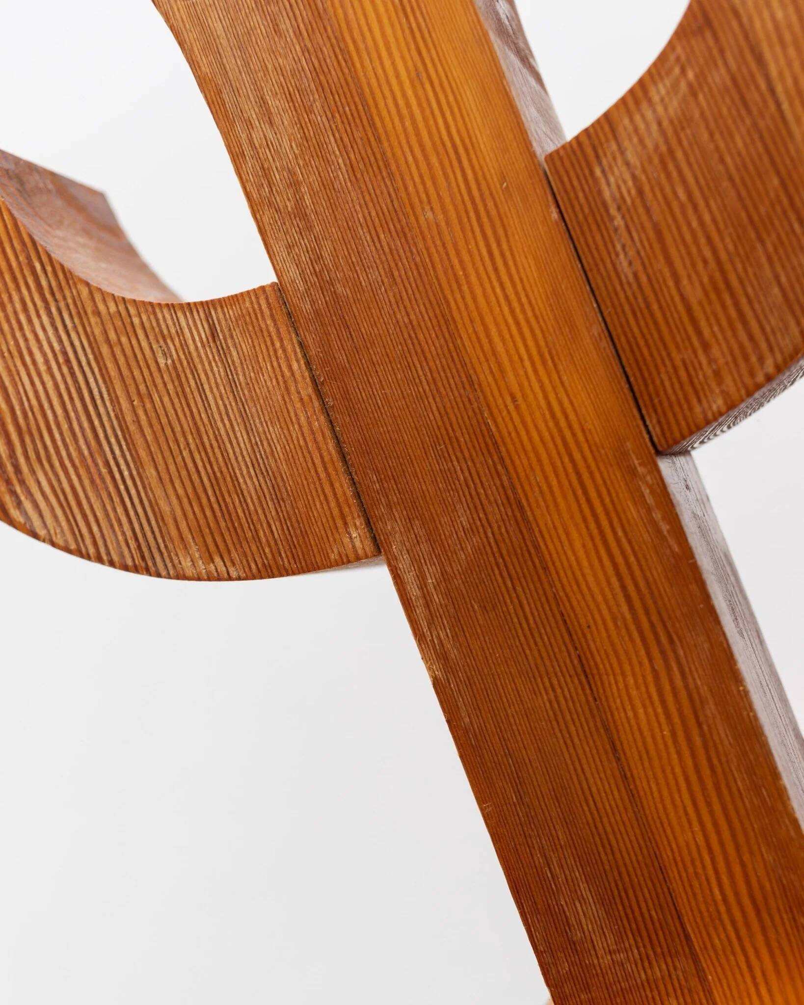 Bois Wood Candle Holder, Solid Wood, Made in Italy, Mid-Century 1950s Three-Arm Silhouette