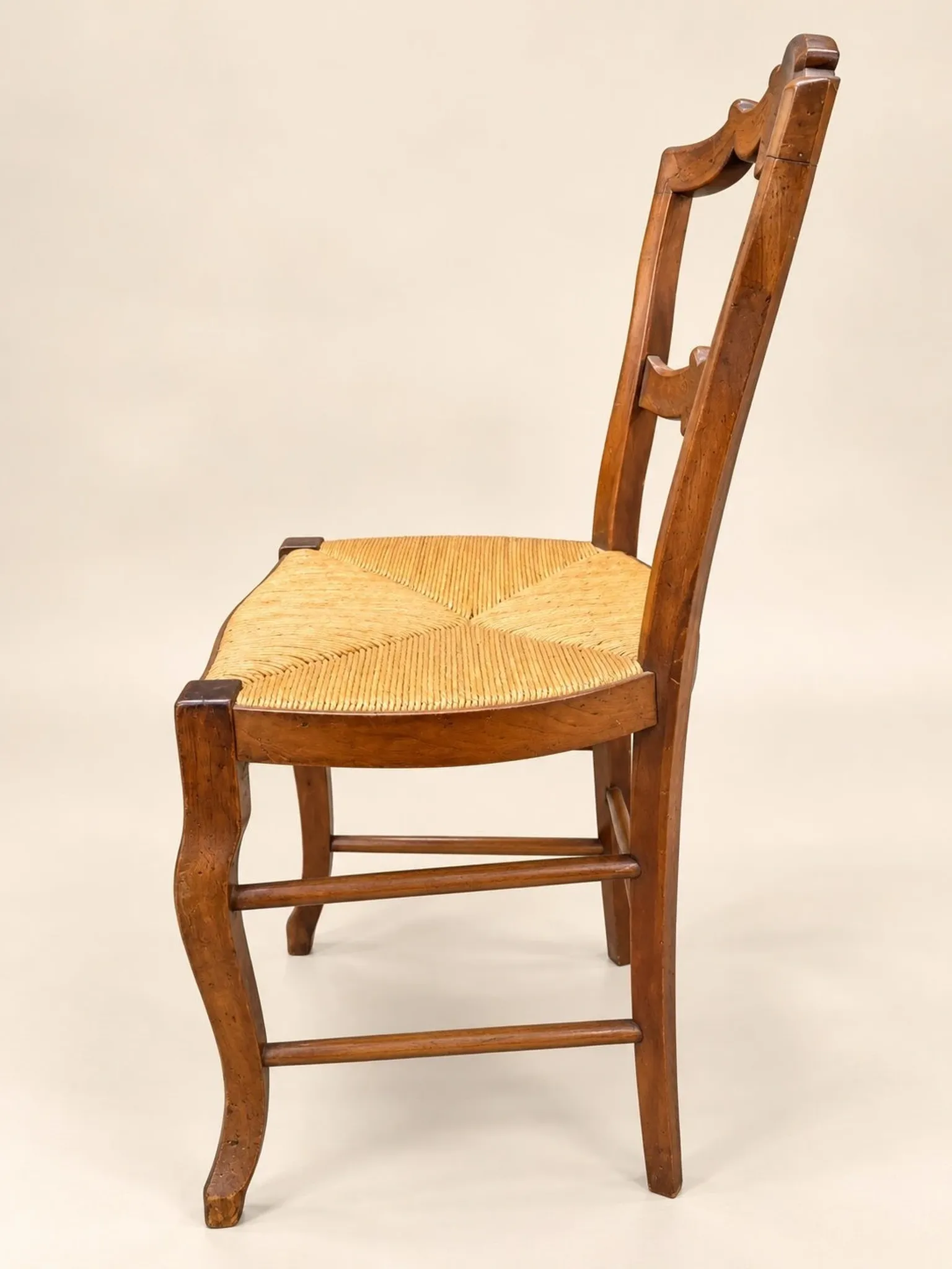 Set of 6 Louis-Philippe chairs — Carved backs — Straw seats