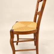 Set of 6 Louis-Philippe chairs — Carved backs — Straw seats