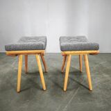 Pair of 1960s Maple Mid Century Stools, Czechoslovakia