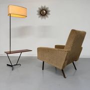 Vintage French design metal and brass floor lamp from the 1950s, Arlus
