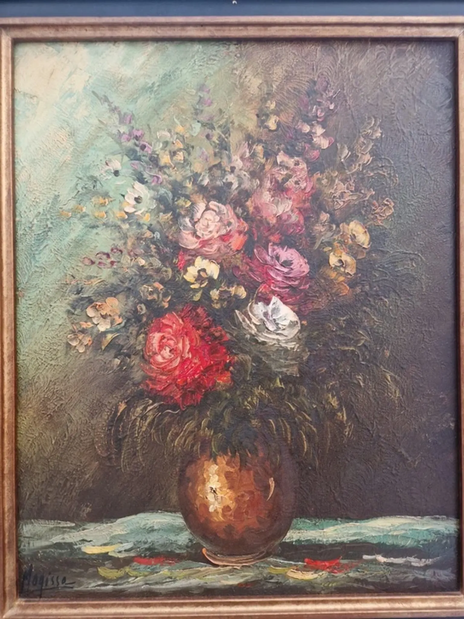 Robert Mogisse (1933) - Oil on canvas - Bouquet of flowers