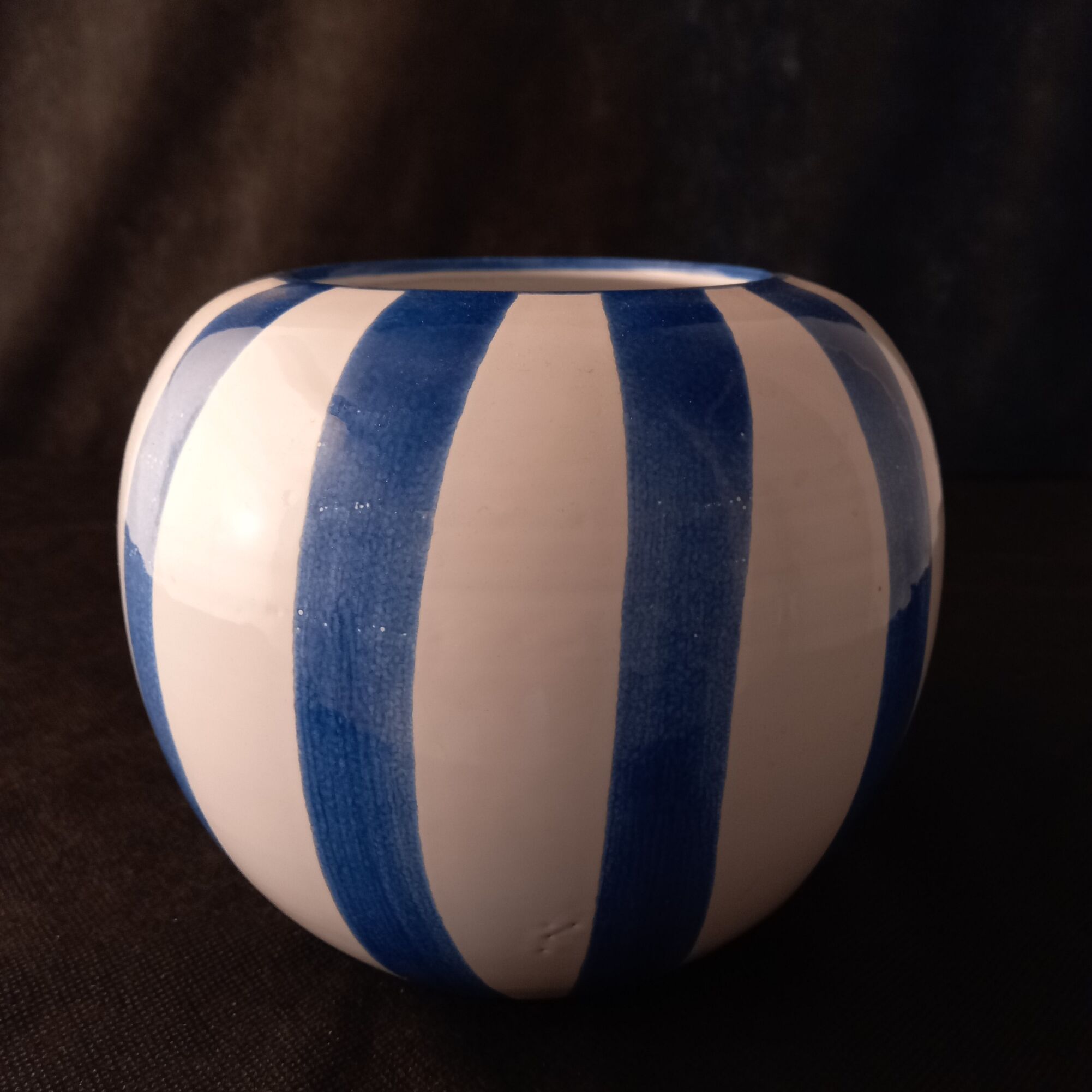 Vintage marine vase in blue and white ceramics