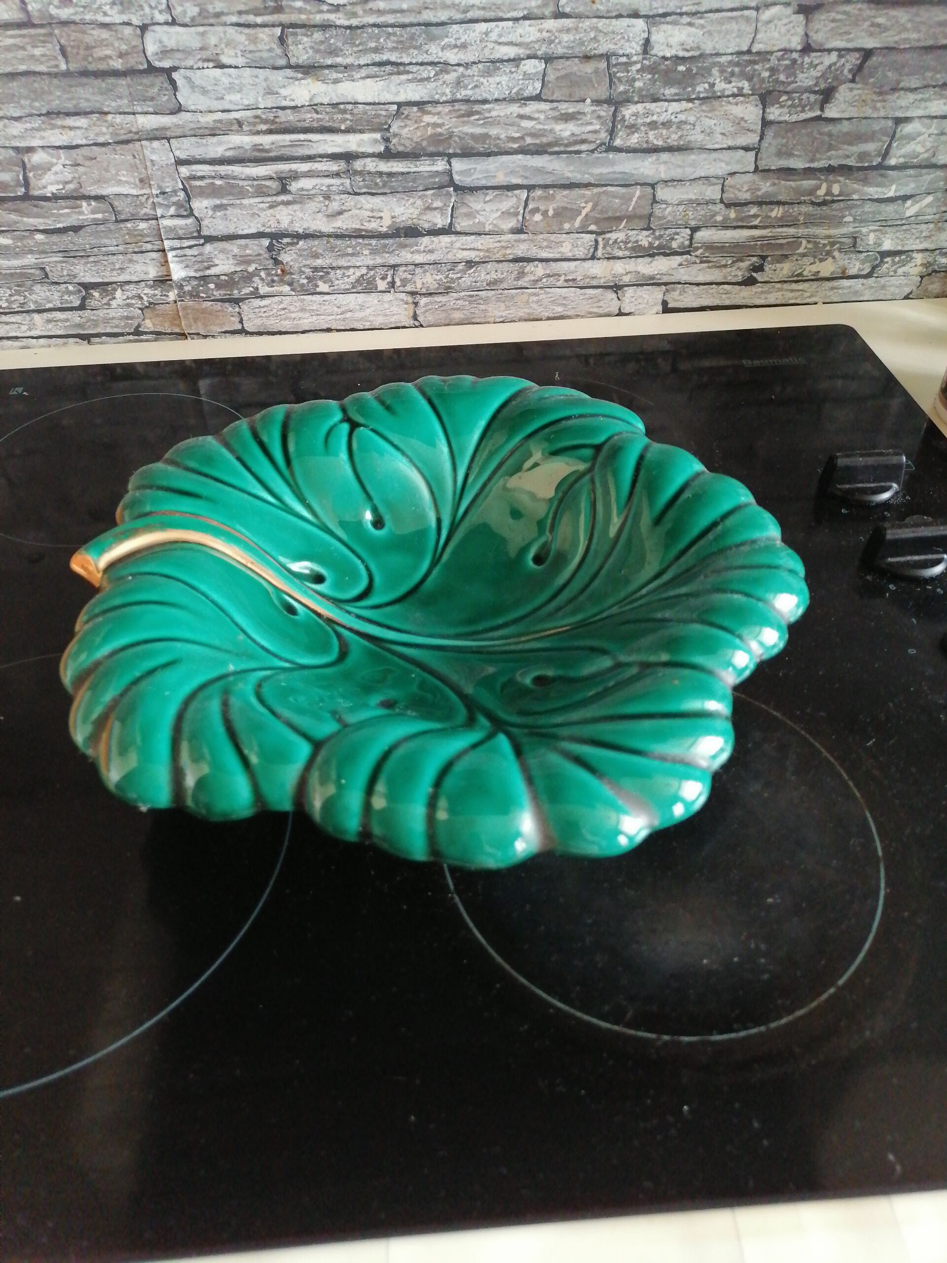 Ceramic fruit cut style vallauris 1950 60 green