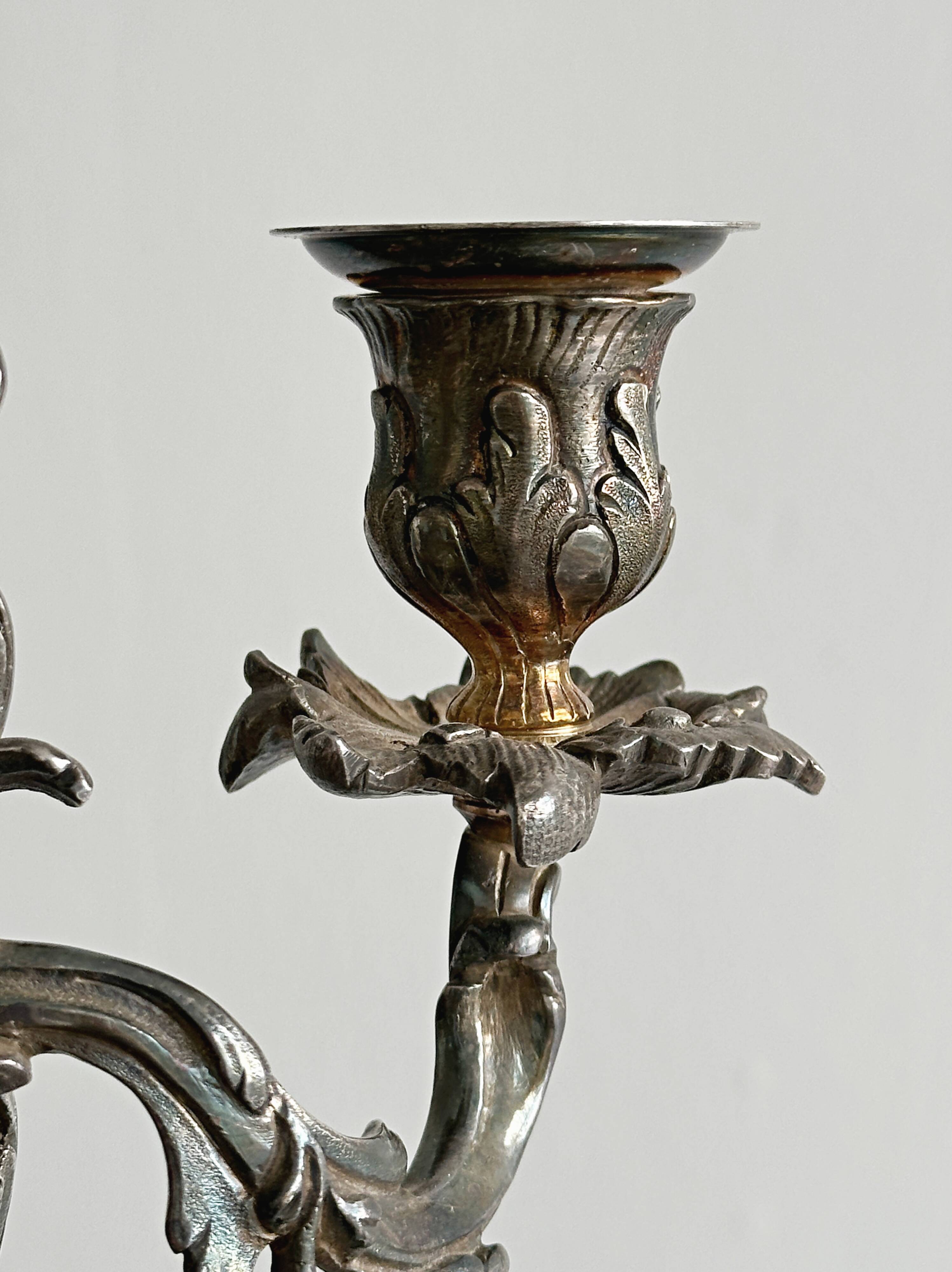antique candlesticks set of 2 metal patina