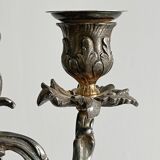 antique candlesticks set of 2 metal patina