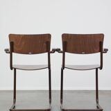 Set of 2 Thonet model S43 dining/side chairs with armrests