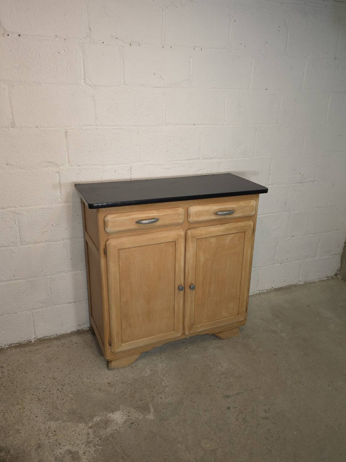 Small kitchen cabinet / small Mado sideboard in raw wood, 1950