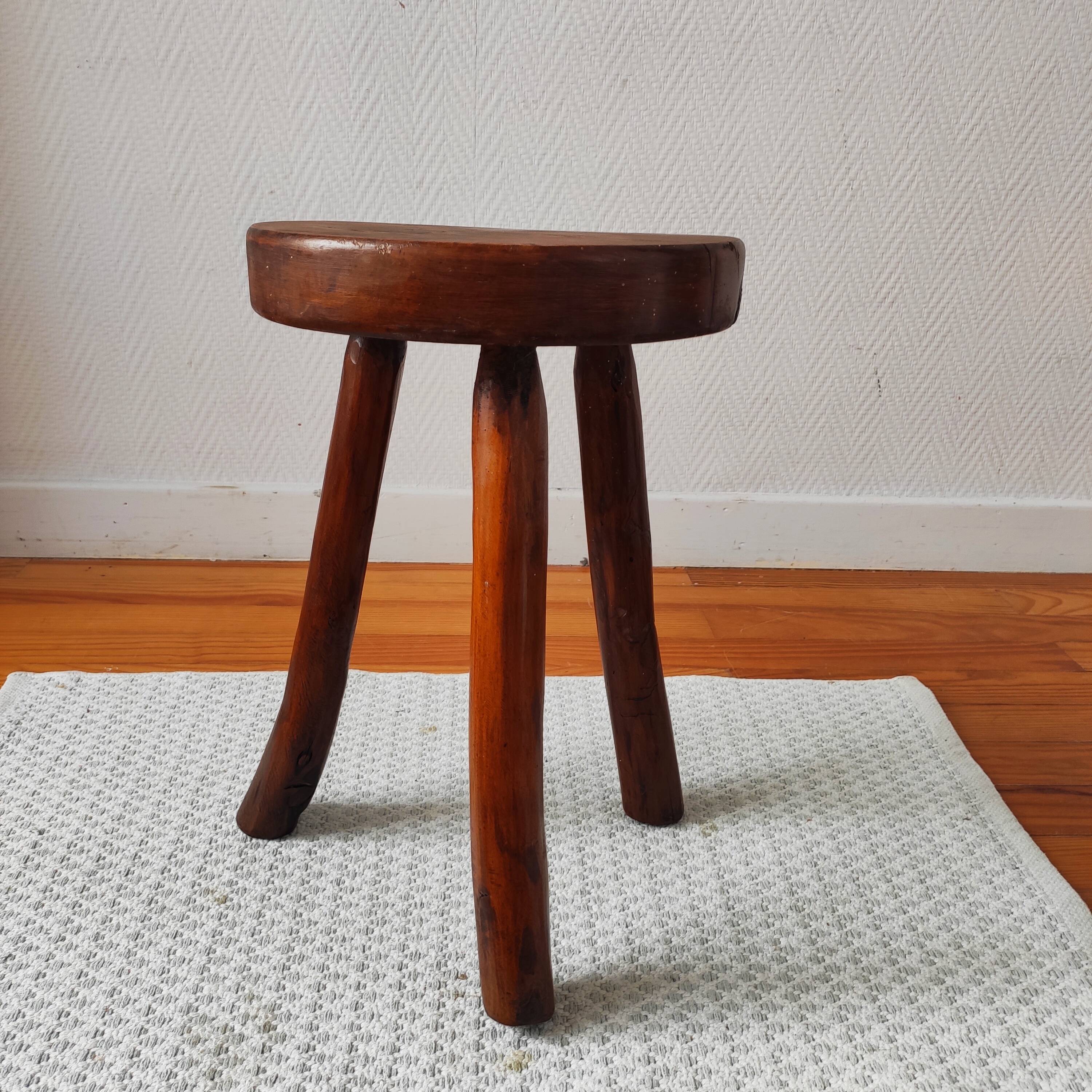 Antique Brutalist Tripod Stool