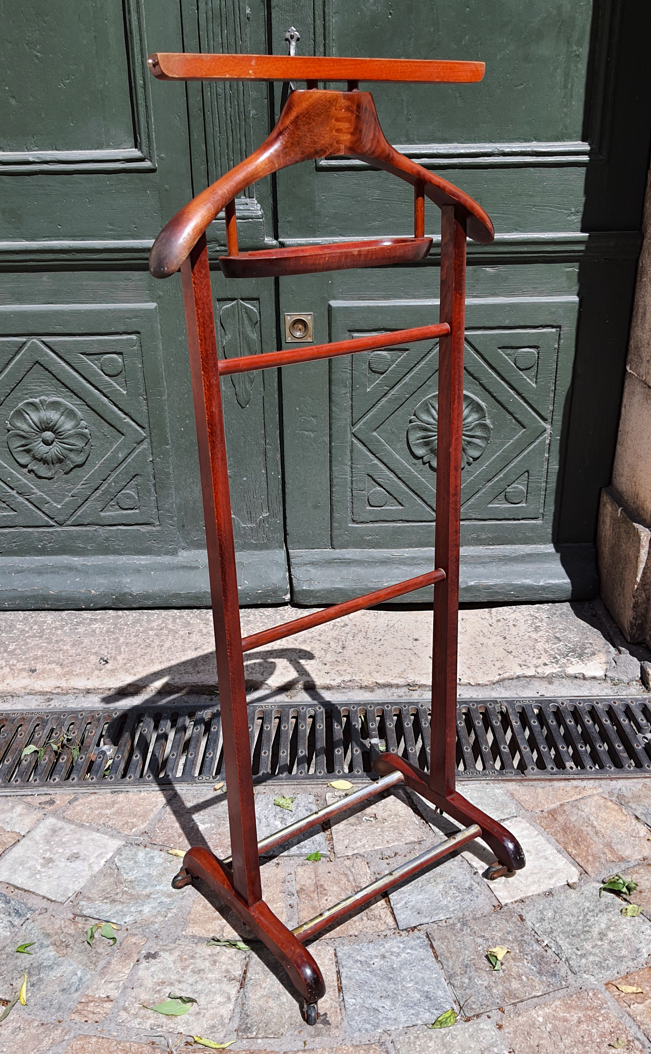 Wooden night valet and brass wheels