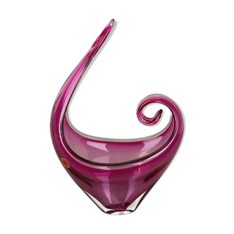 Murano Glass "Pink" Bowl Element Shell Flavio Poli attrib., Murano, Italy, 1970s