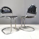 Vintage Chrome and Leather Cantilever Dining Chairs, 1970s