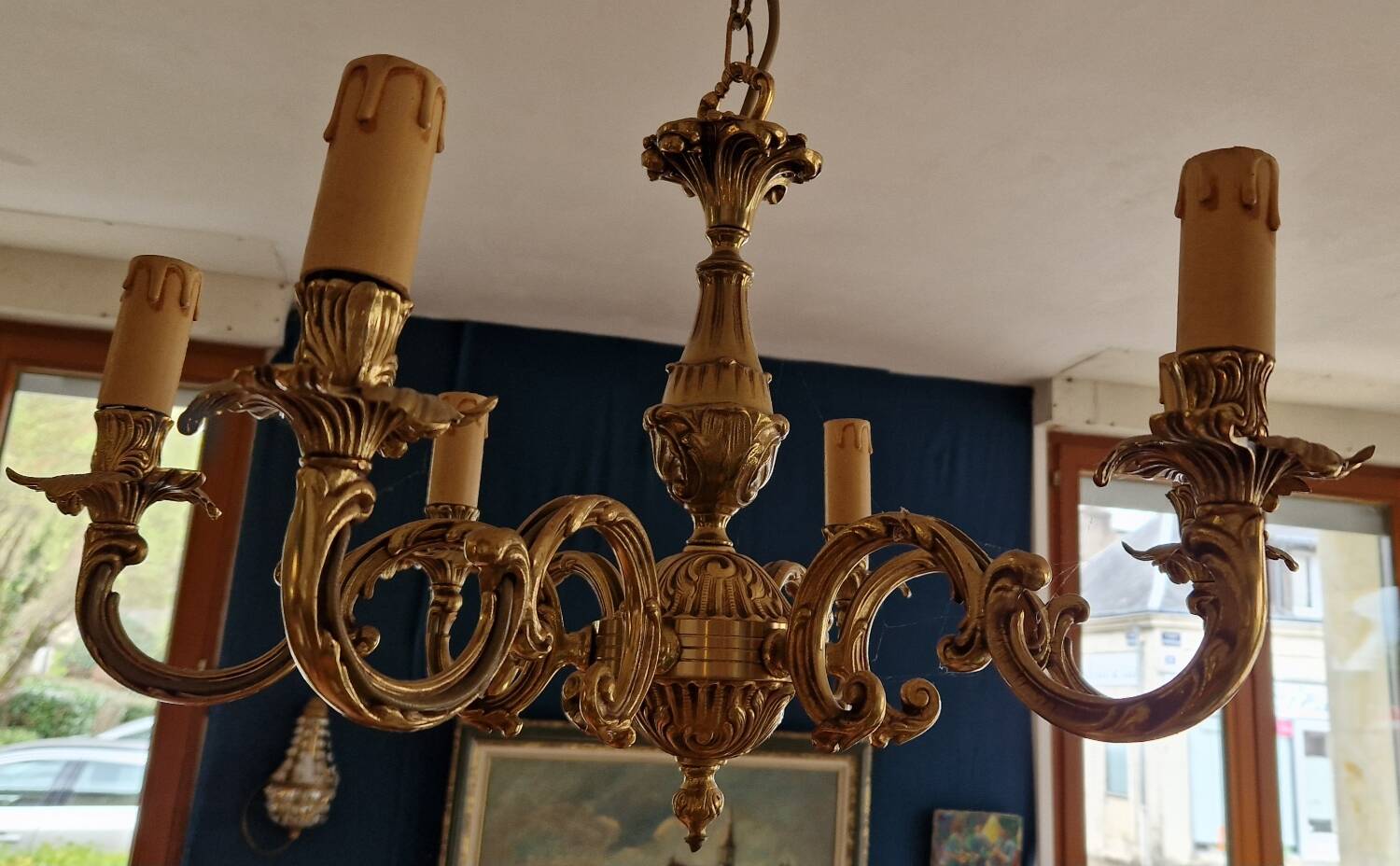 Vintage brass-plated bronze chandelier