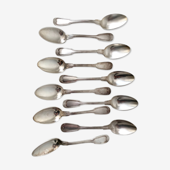 10 silver metal spoons