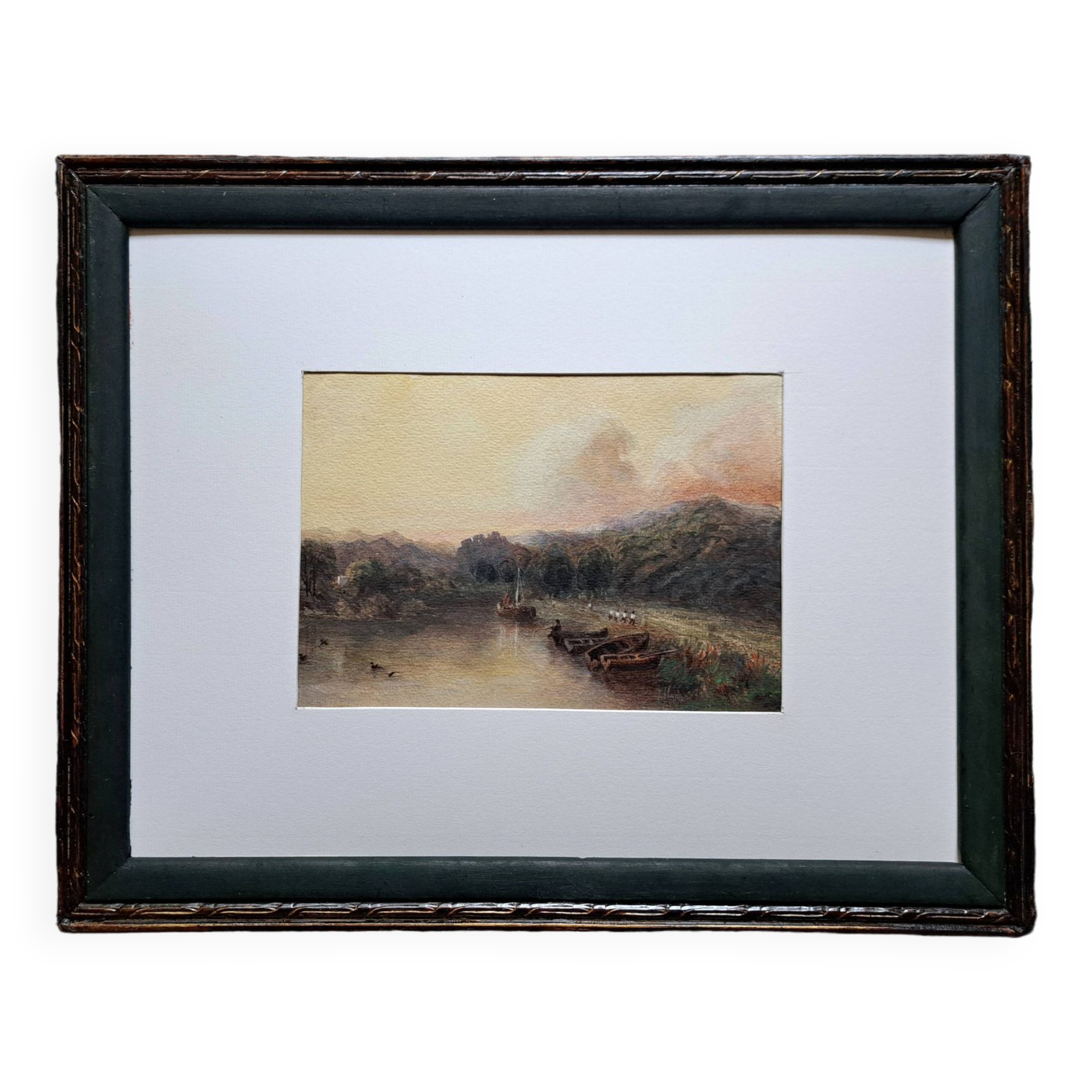 Impressionist watercolour 19th century - Romantic marine - English school + 4 new CDs