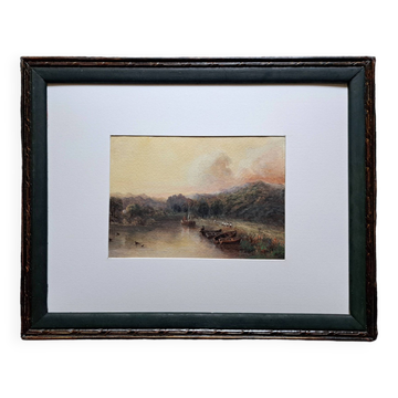 Impressionist watercolour 19th century - Romantic marine - English school