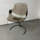 Chaise plexi acier attribué à Euro Steel