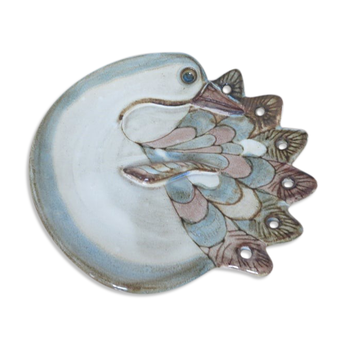 Empty ceramic pocket signed " bird " 60s 70s