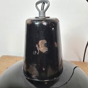 Industrial Black Enamel Factory Pendant Lamp, 1950s